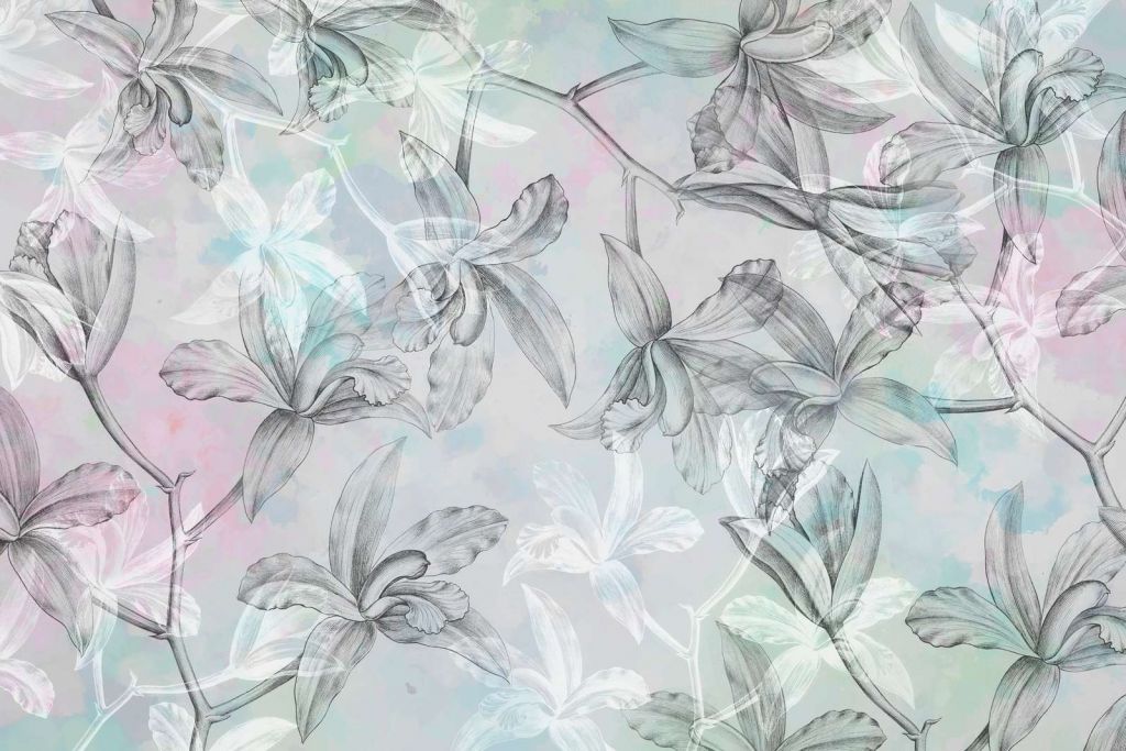 Orchideen Traumlandschaft 2-farbig Grün