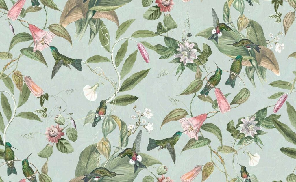 Kolibris zwischen zarten Blütenzweigen