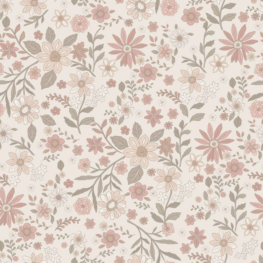 Zartrosa Wildblumenmuster Vintage