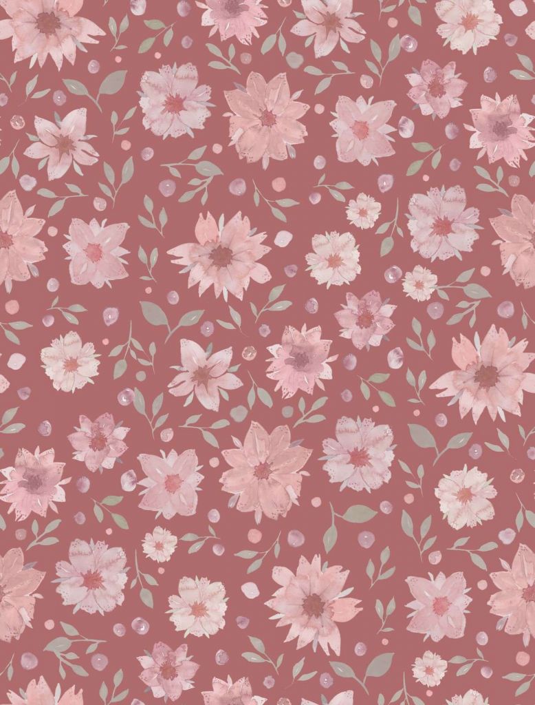 Zarte Aquarelblumen auf Altrosa