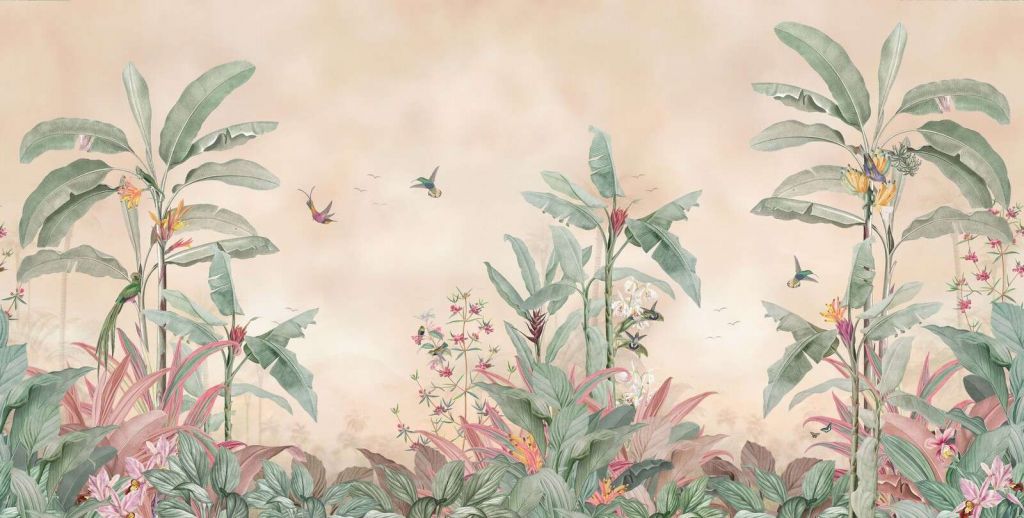 Tropische Kolibris im Bananenwald.