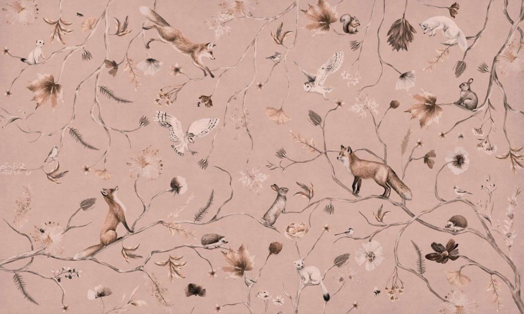 Playful Forest - Monochrome - Pink