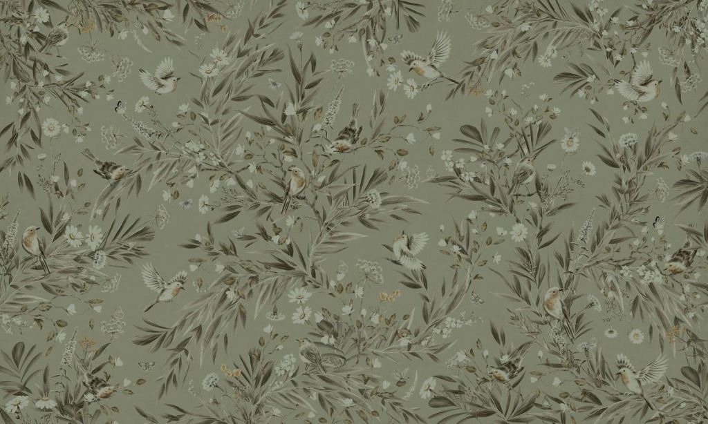 Playful Robins - Monochrome - Green