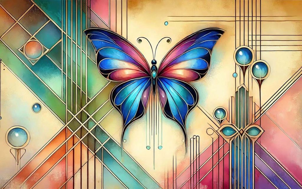 Schmetterling im Bleiglas mit Art-Déco-Glanz
