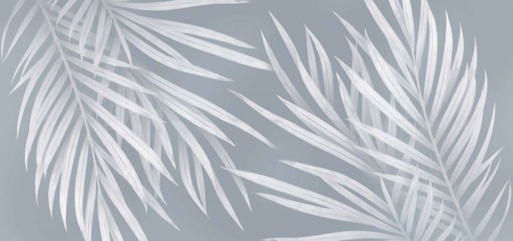 Helle Palmblätter in Blau-Grau