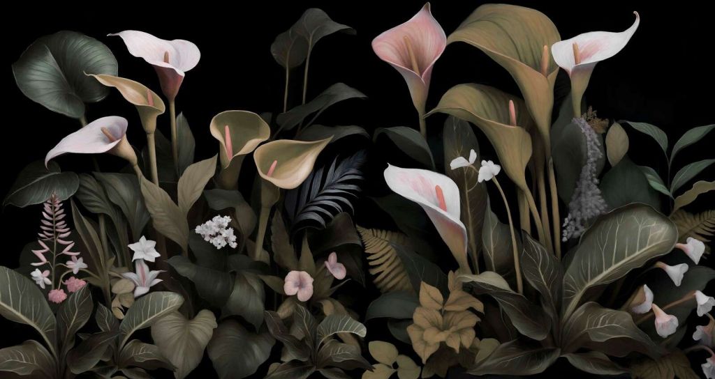 Sanfte Calla-Lilien bei Nacht