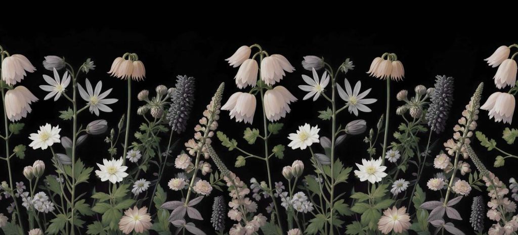 Dunkle Feldblumen mit Pastellblüten