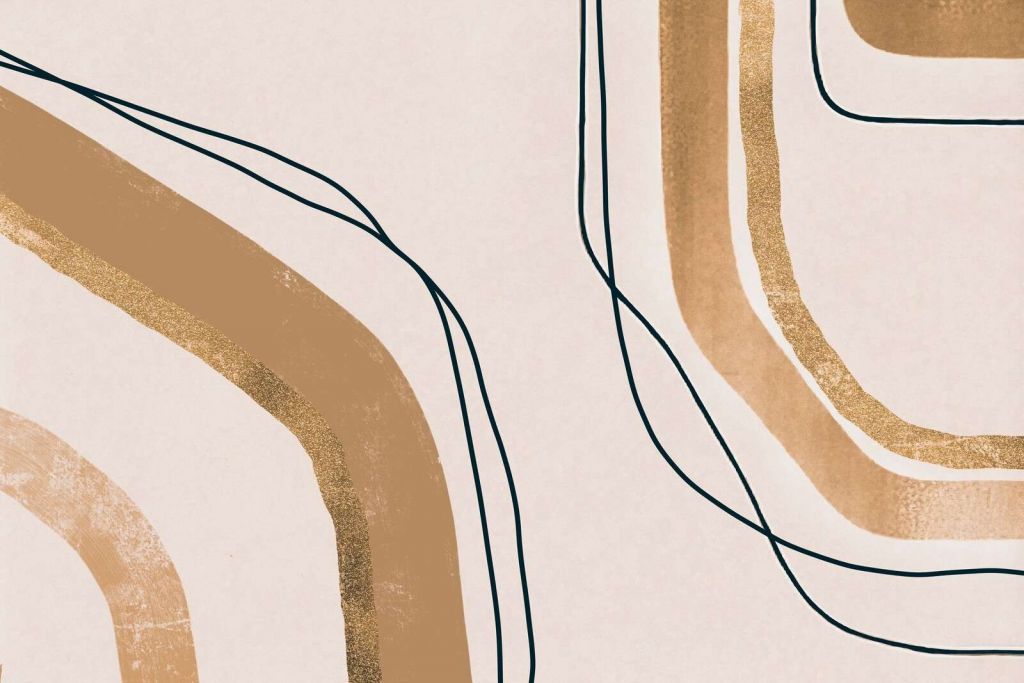 Beruhigende Linien Moderne Mid-Century-Kunst Beige