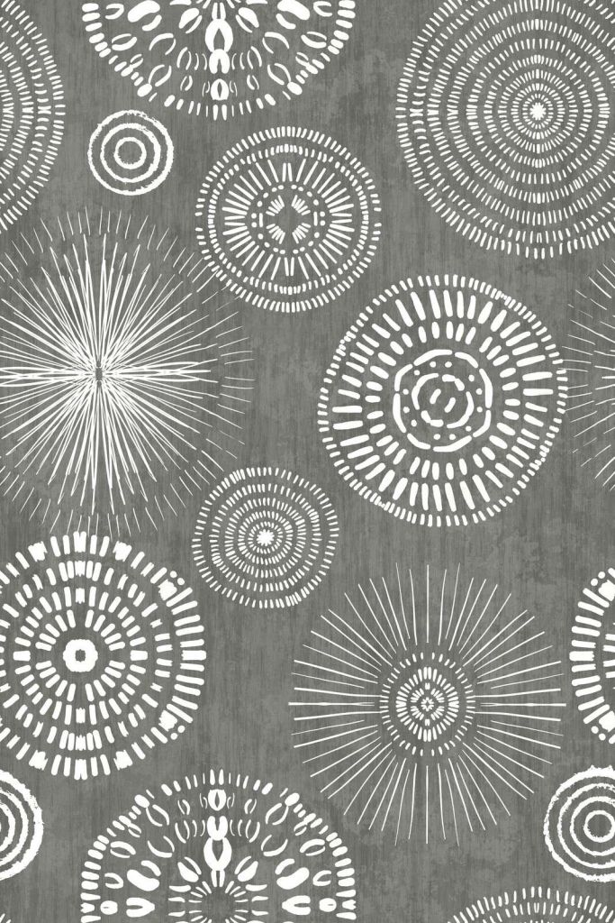 Anmutige Boho-Kreise Weiß Grau