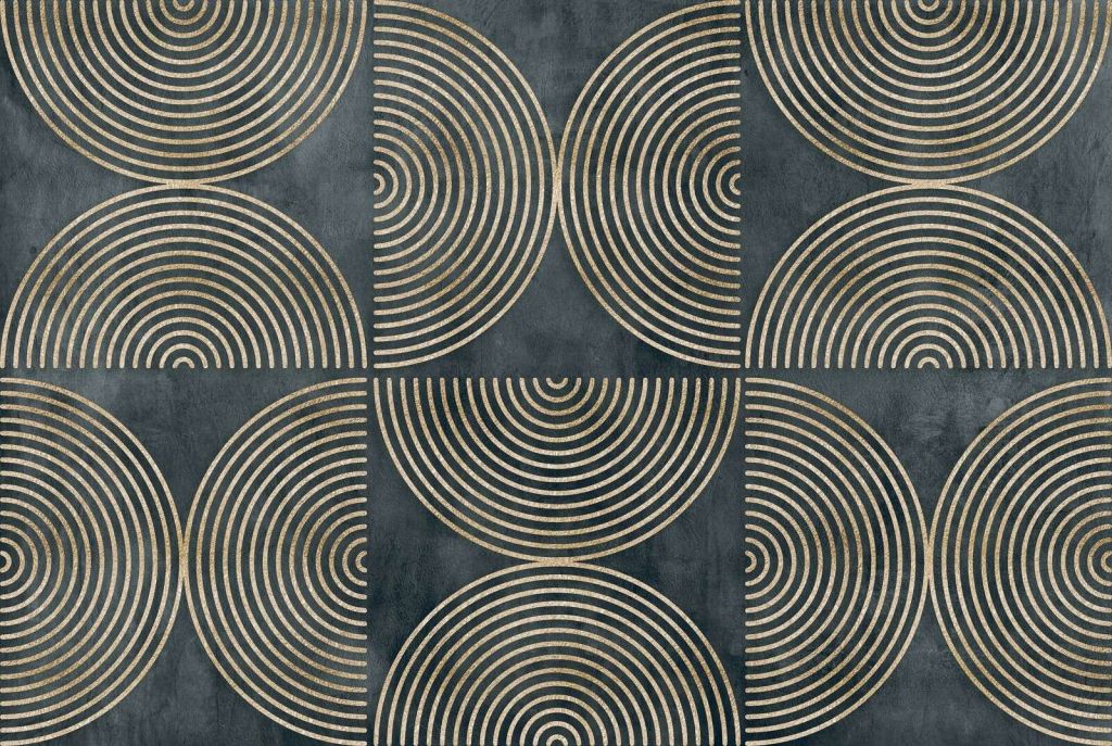 Eklektische Kreise Moderne Kunst Gold Türkis