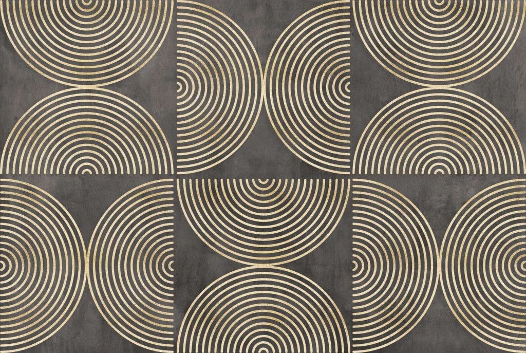 Eklektischer Kreis Moderne Kunst Gold Braun