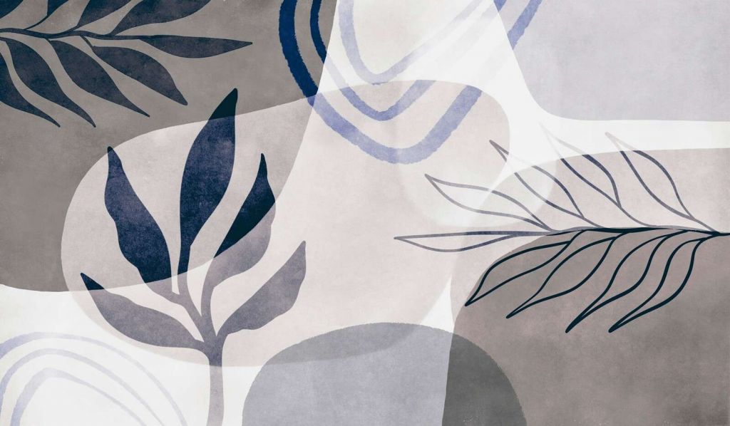 Abstrakte botanische Schattierungen Blau Beige