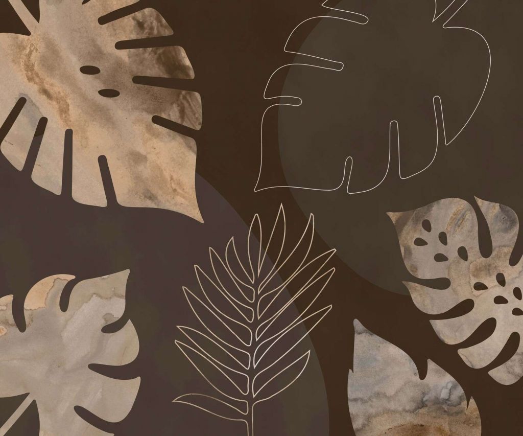 Exotische Blattwerk-Eleganz Braun Gold