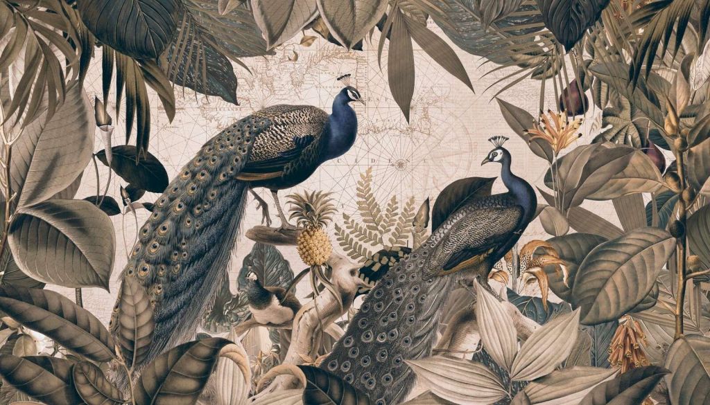 Vintage Pfau-Tagtraum blau beige