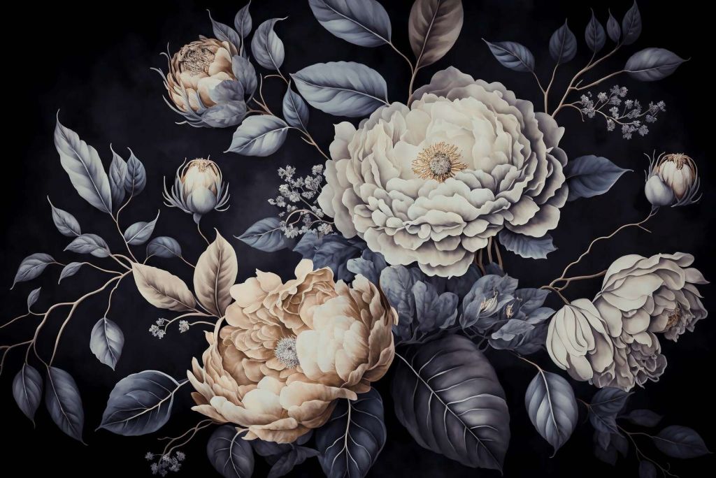 Stimmungsvolles barockes großes Blumenmuster