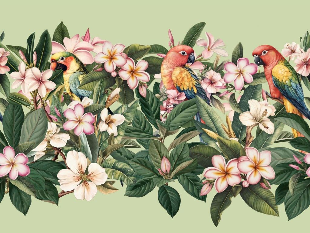 Parrots in the garden of paradise