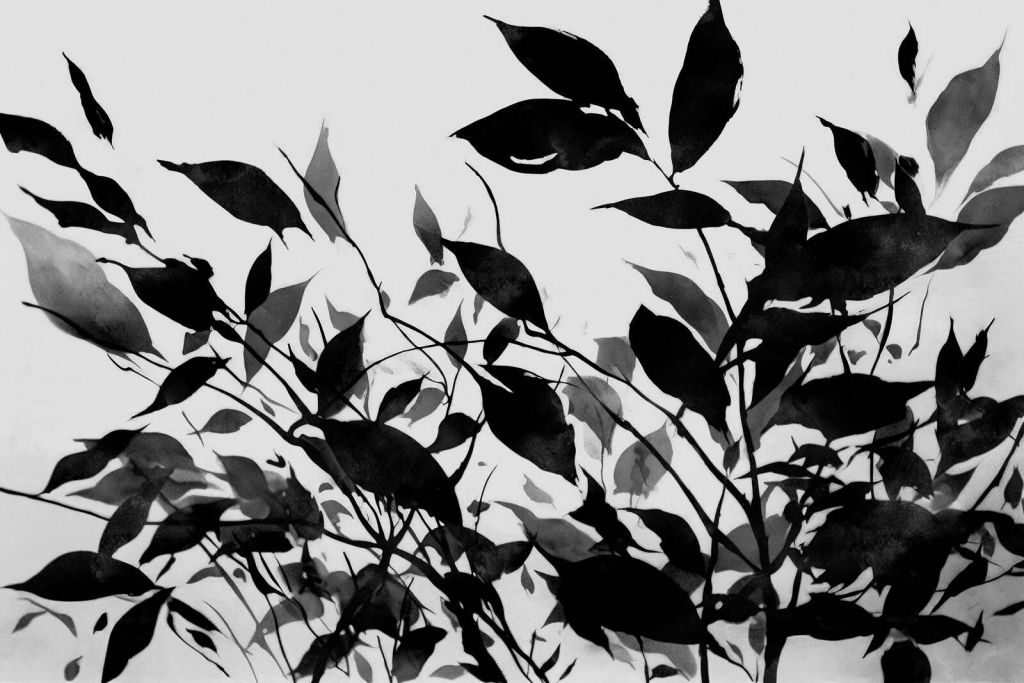 Black leaf ink art