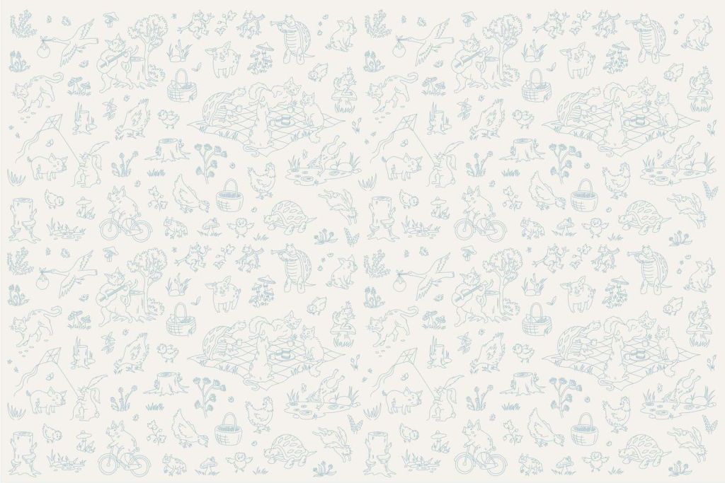 Waldtiere ruhiger beige und blauer Druck