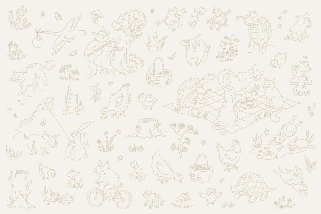 Waldtiere ruhig beige und hellgrün