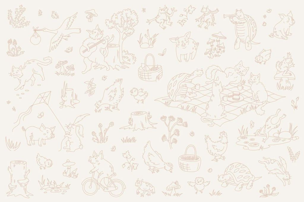 Waldtiere ruhig beige und rosa