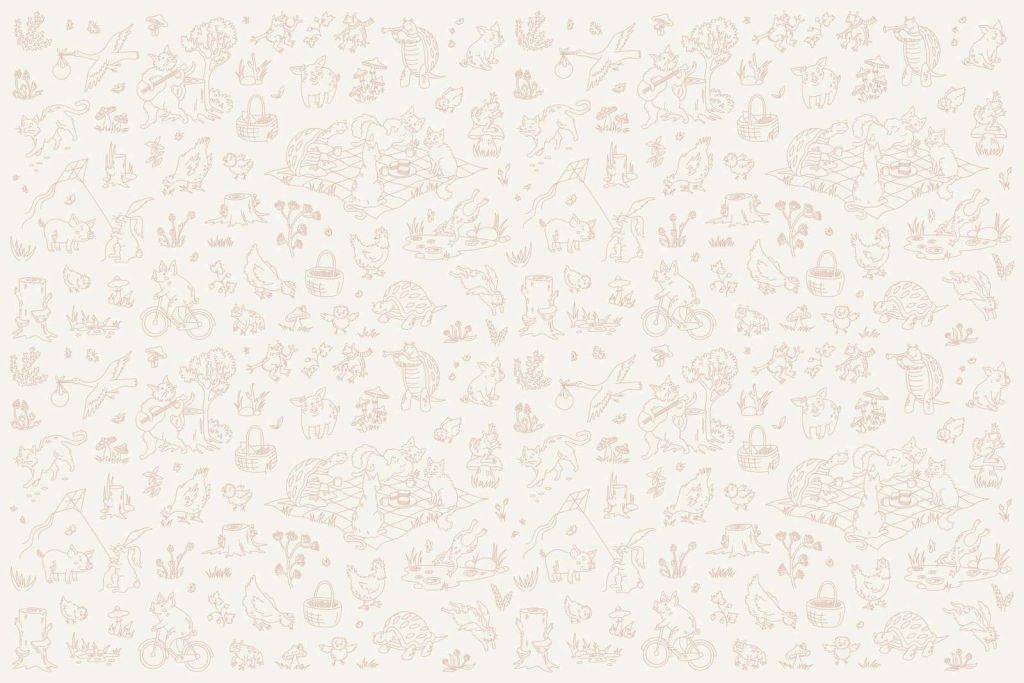 Waldtiere ruhiger beige- und rosafarbener Print