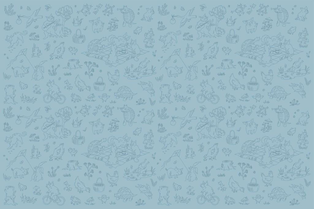 Waldtiere ruhig blau Druck