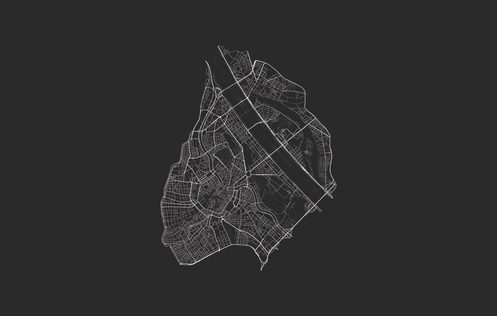 Karte der Wiener Innenstadt, schwarz