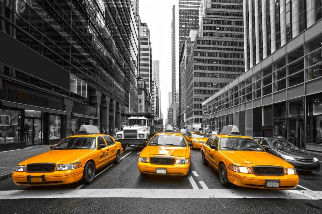 Schwarzweiß Tapete - Taxi New York - Jugendzimmer 