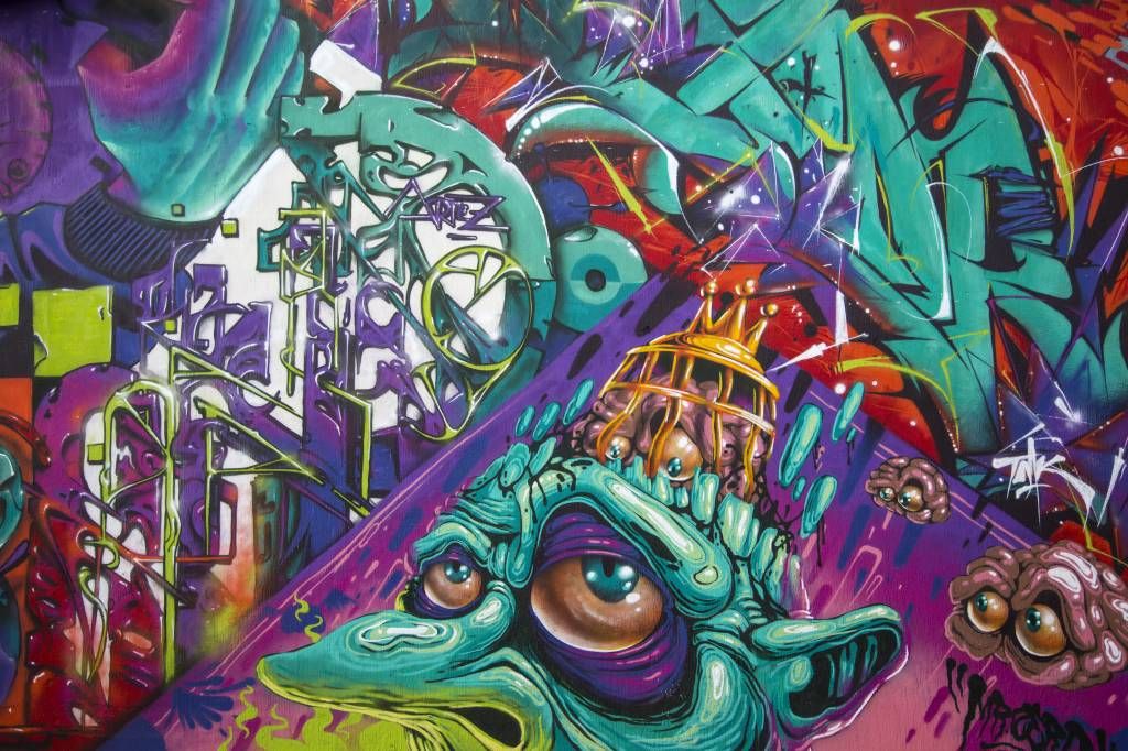 Graffiti - Tapete mit modernen Graffiti - Jugendzimmer 