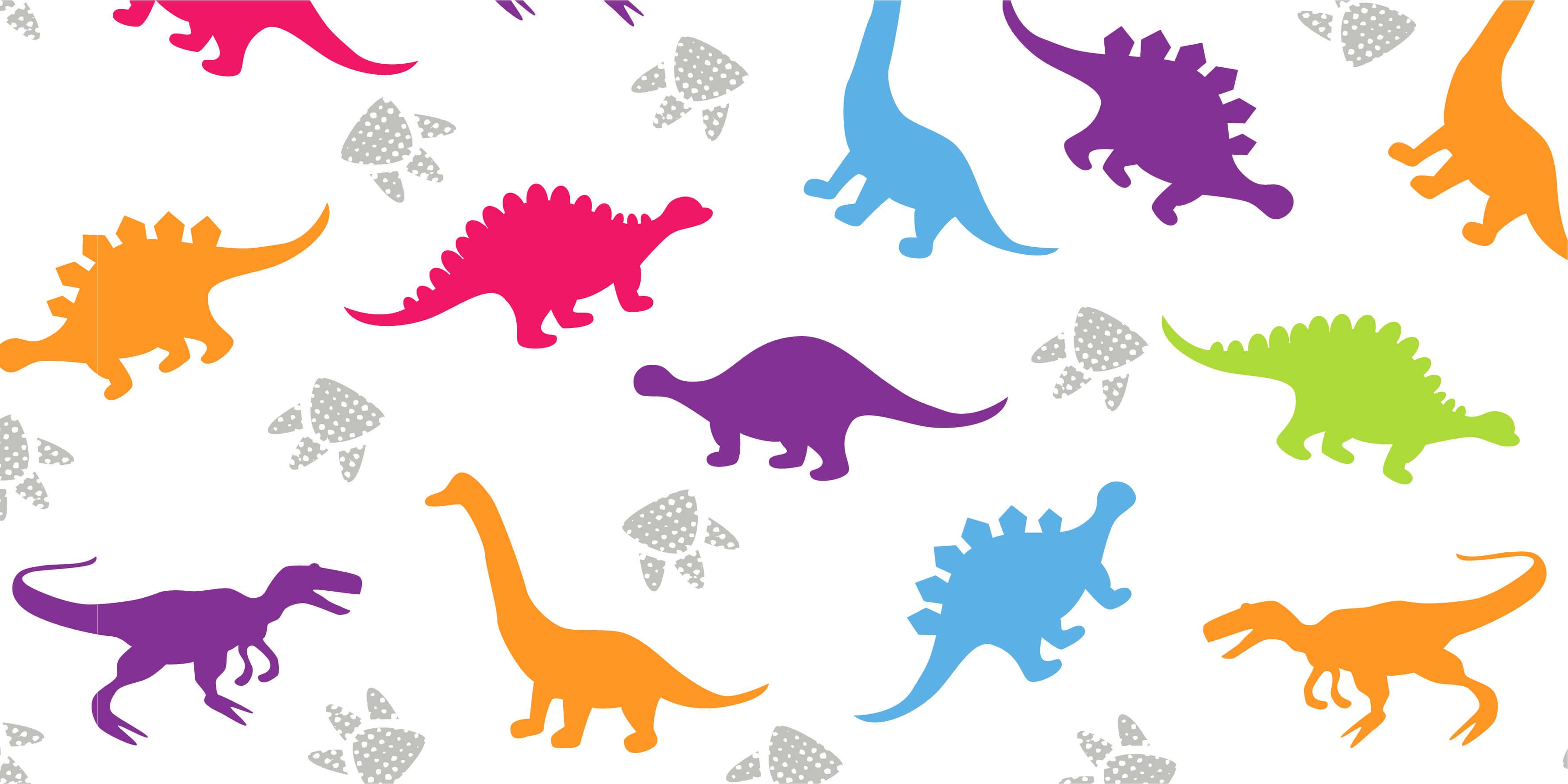 Jungenzimmer Tapete  - Dinosaurier und Pfoten - Kinderzimmer