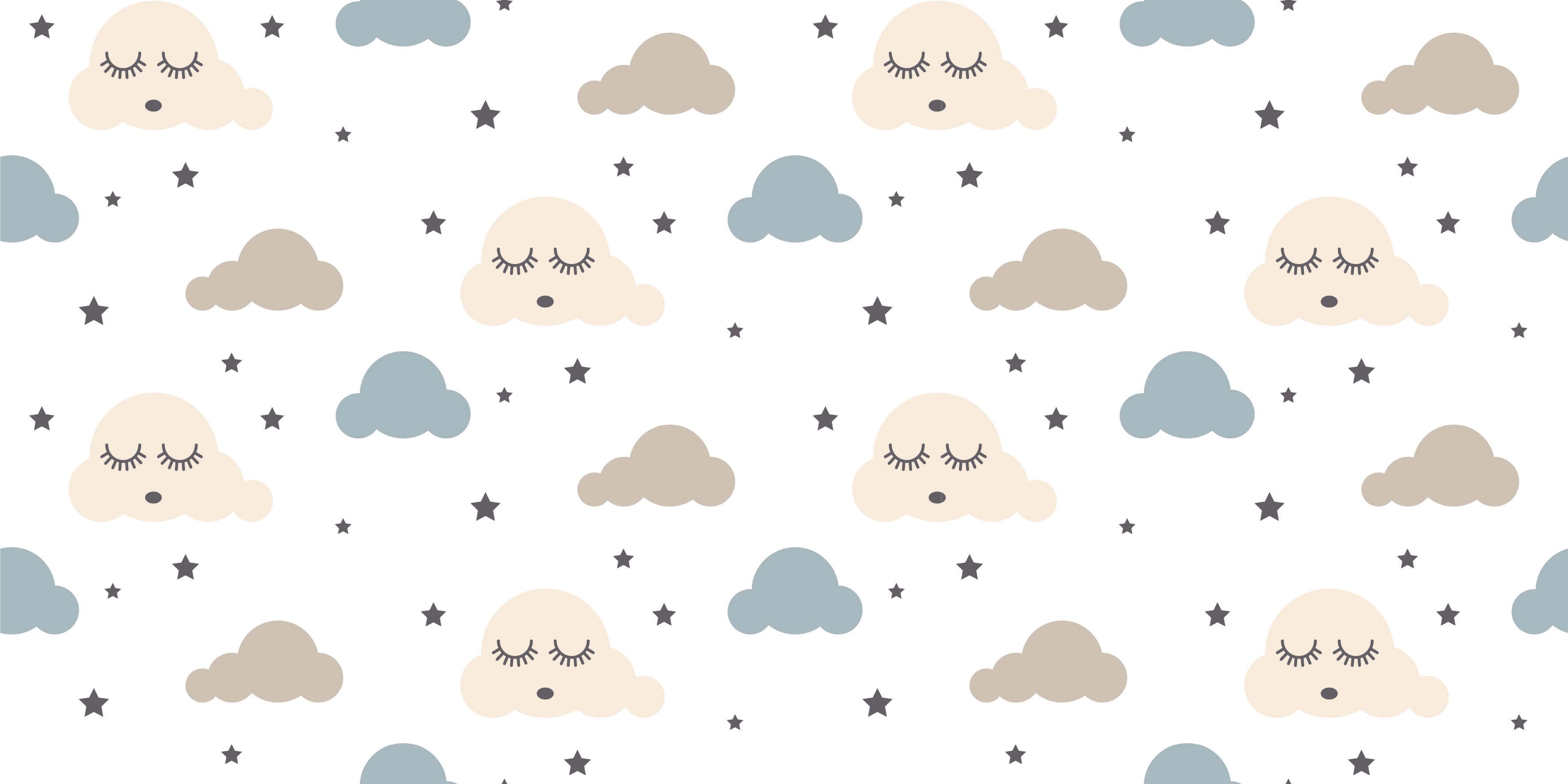 Baby Tapete  - Schlafende Wolken - Babyzimmer