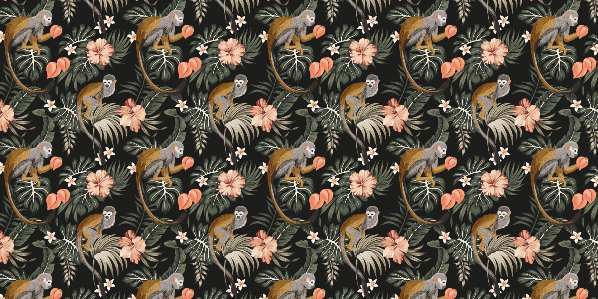 Tropische Blätter mit Affen