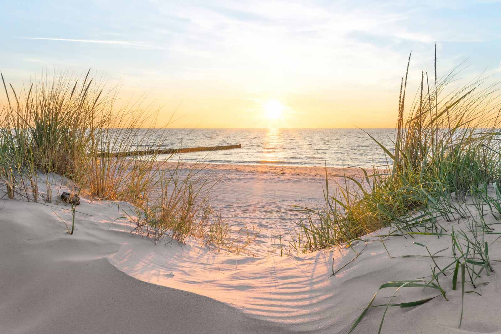 Dünenstrand mit Sonnenuntergang