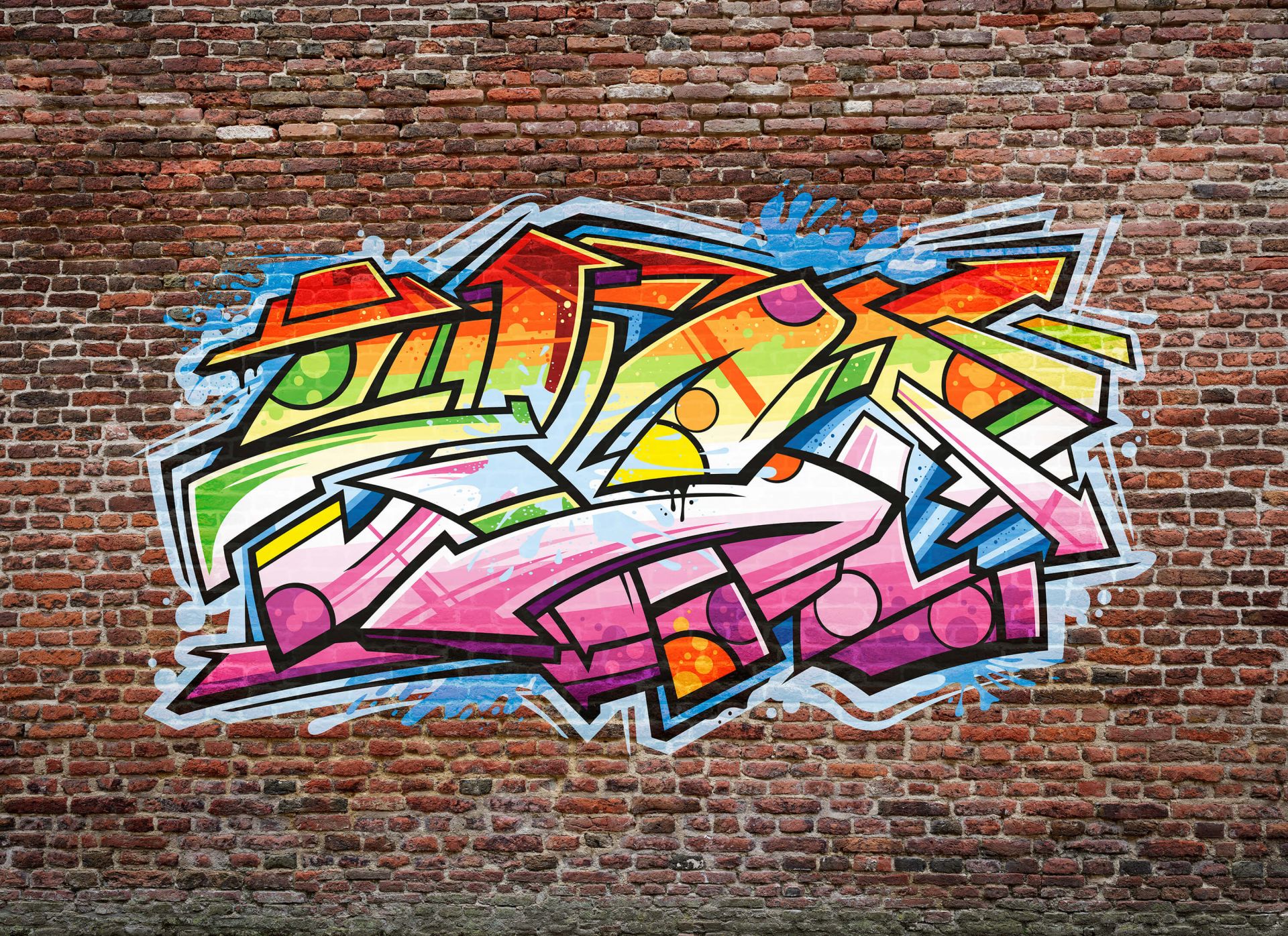 Graffiti auf rotem Backstein