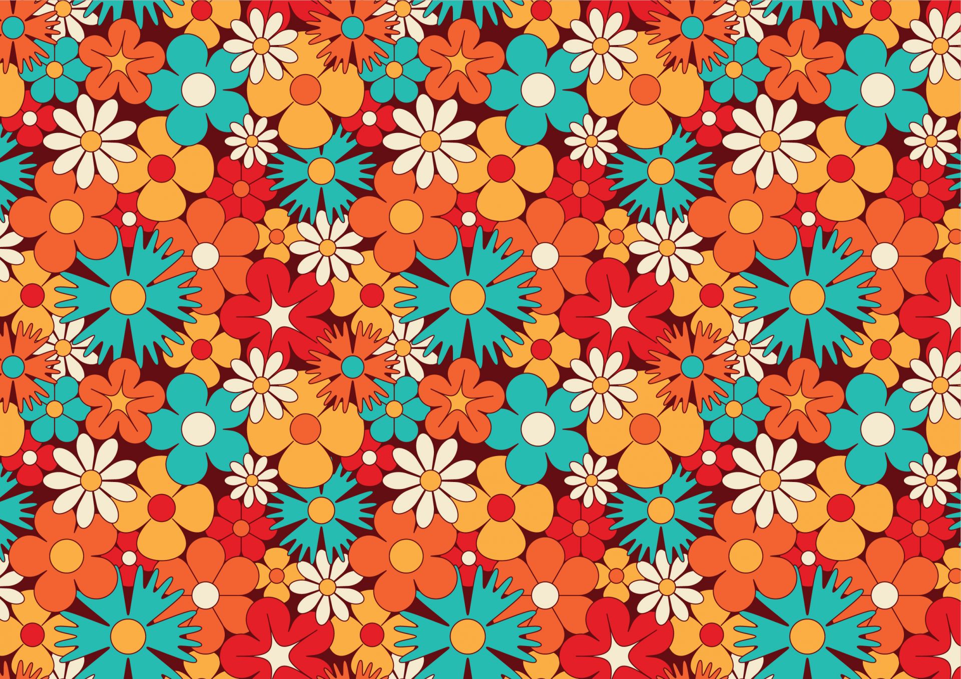 Fröhliche Retro Blumen