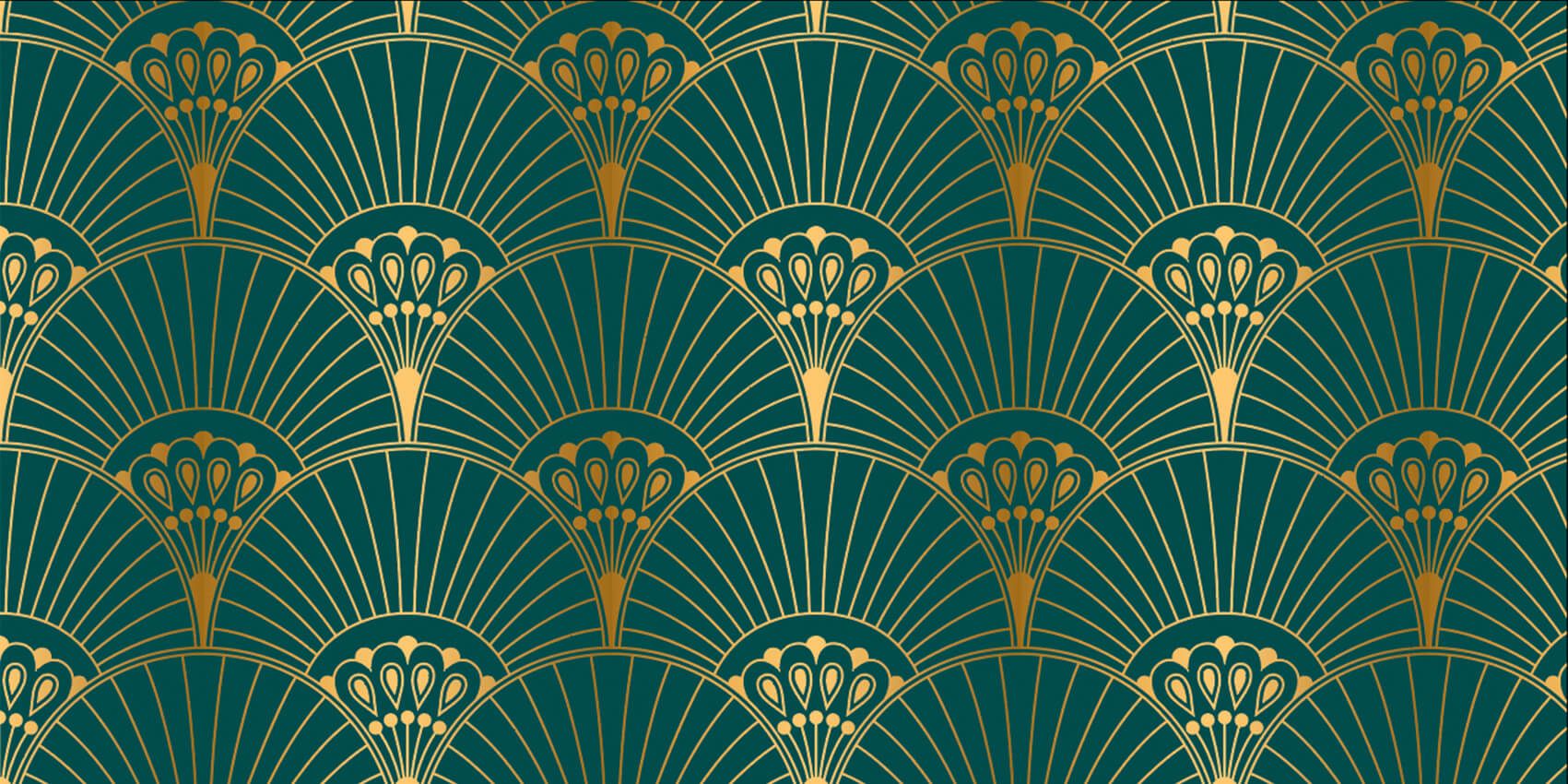 Art Deco Fächer in Petrol