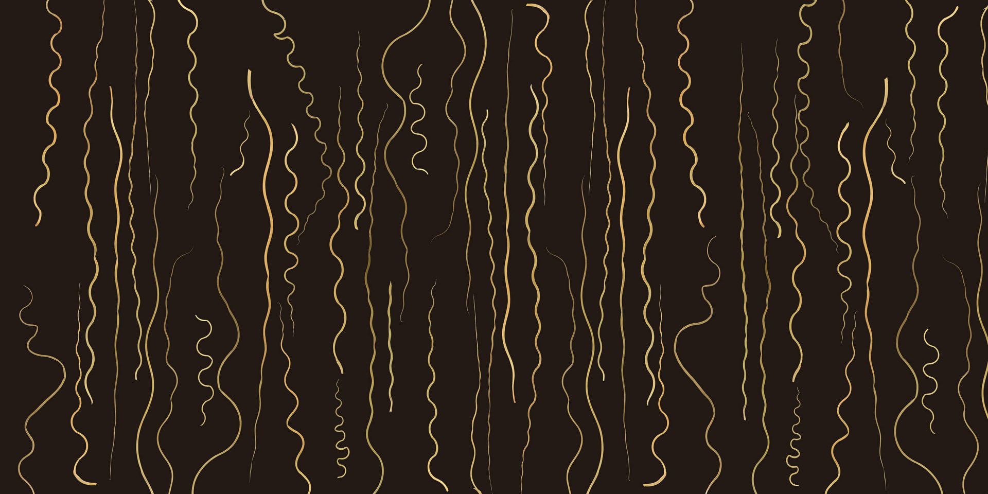 Organische Linien Gras gold auf Ebenholz schwarz