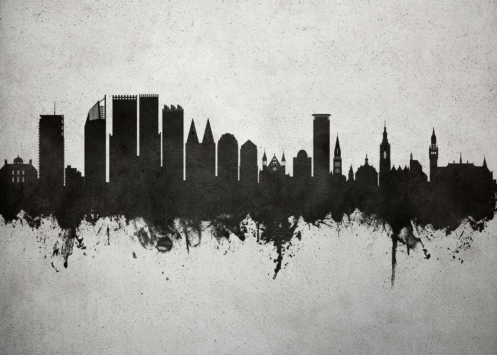 Aquarell-Skyline, Den Haag