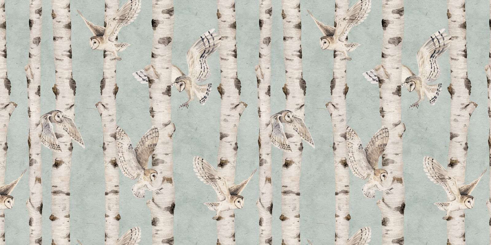 Birch and Owls - Blue - 120