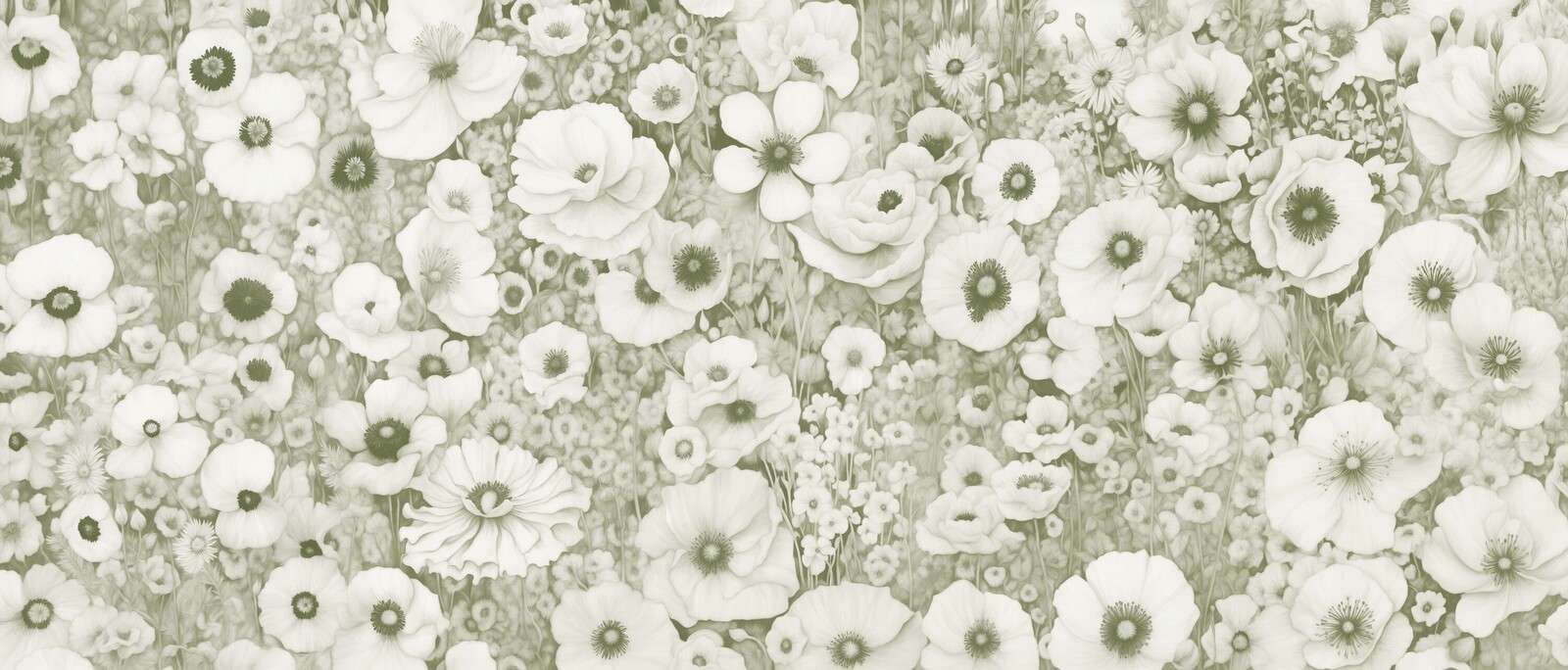 Mohnmärchen Monochrom Grün