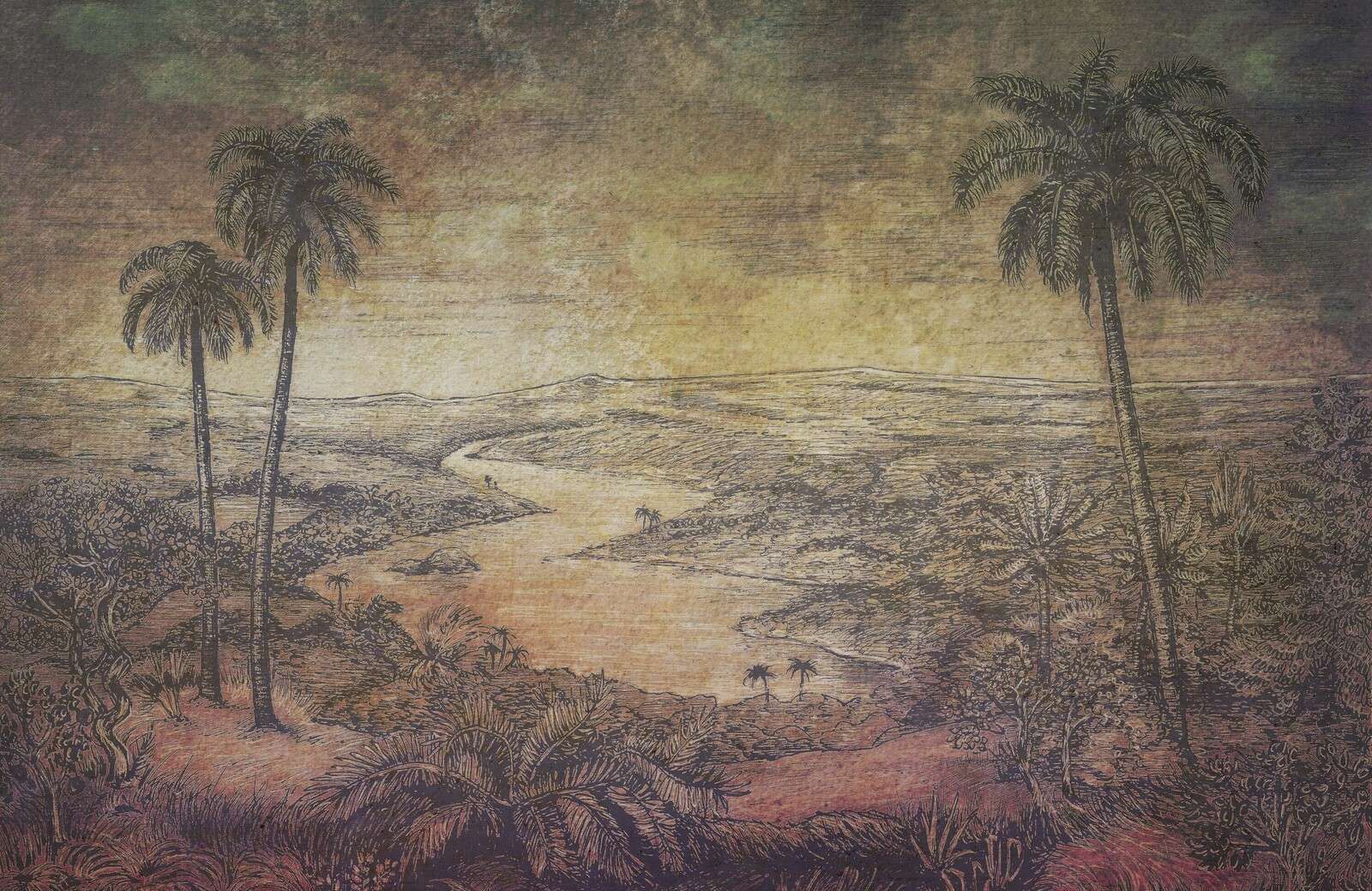 Tropische Flusslandschaft bei Sonnenuntergang