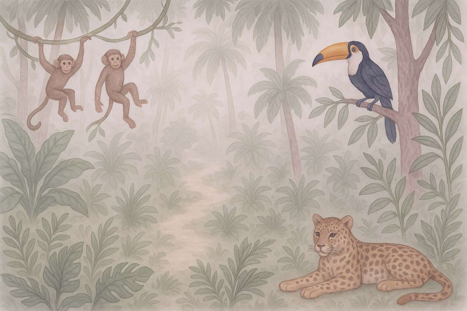 Dschungelfreunde im Morgennebel