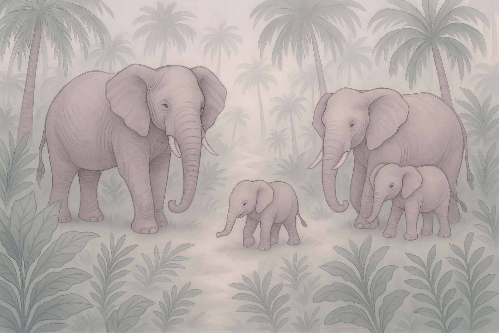 Elefantenfamilie im Dschungel