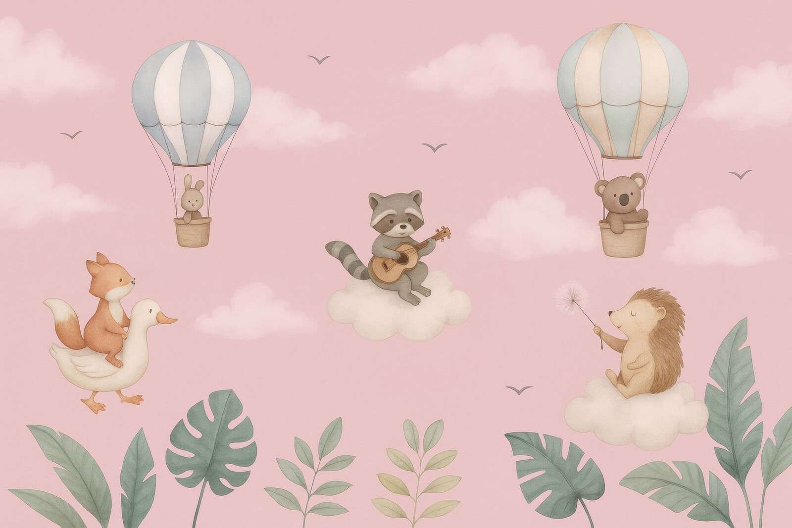 Luftspiel in rosa Wolkenhimmel