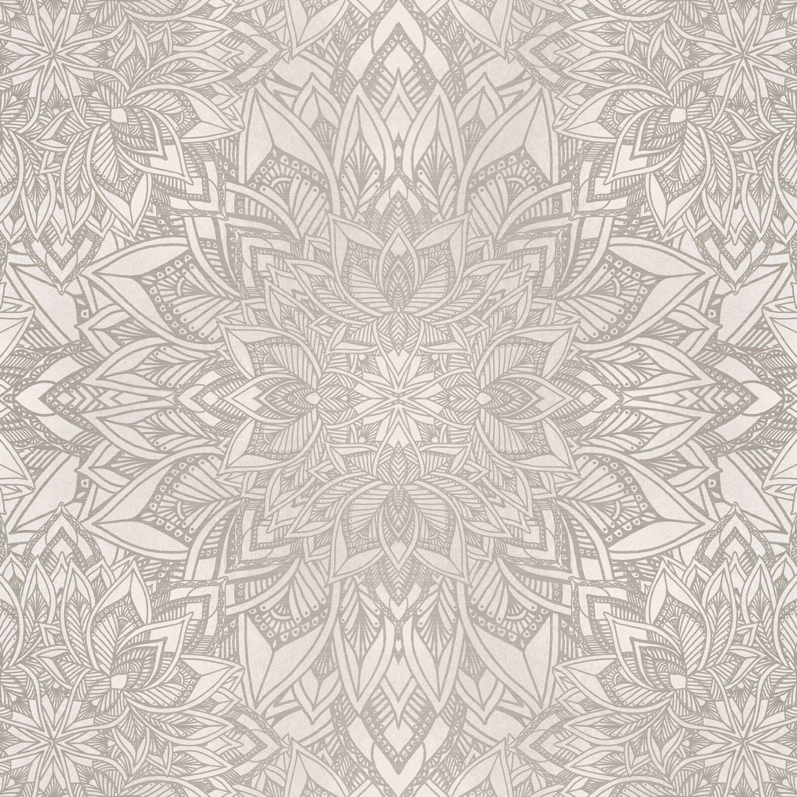 Sanftes graues Mandala-Blumenmotiv