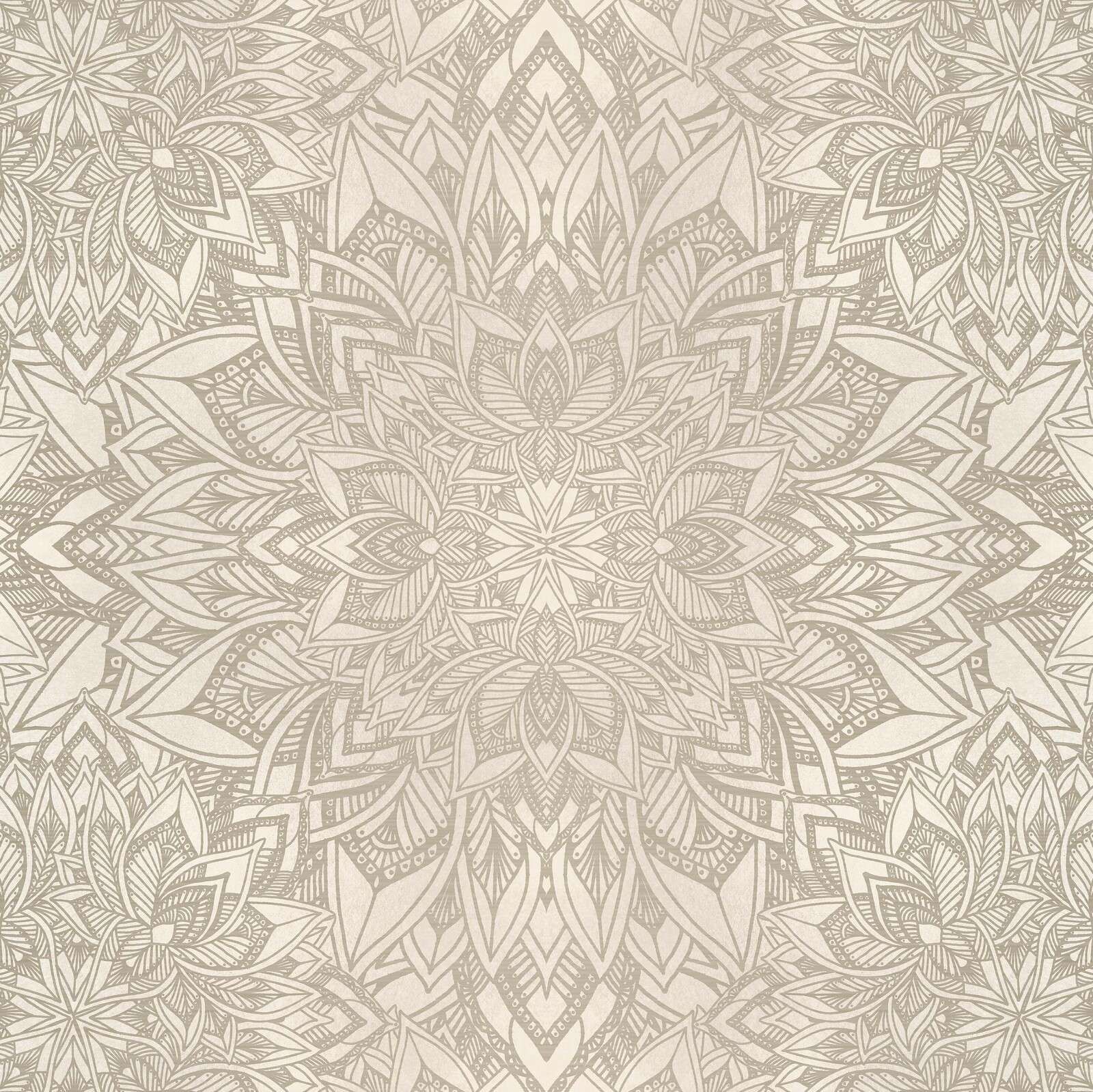 Ornamentales Mandala-Blumenmuster beige