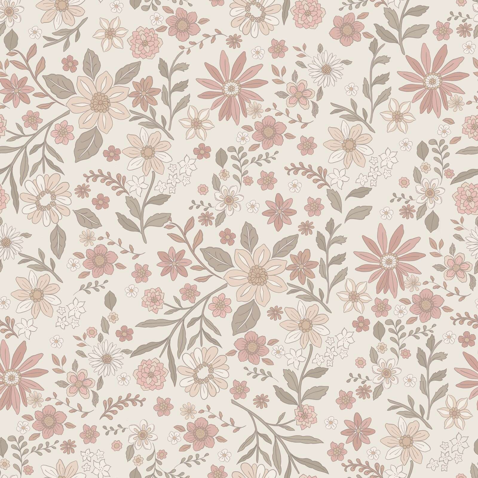 Zartrosa Wildblumenmuster Vintage