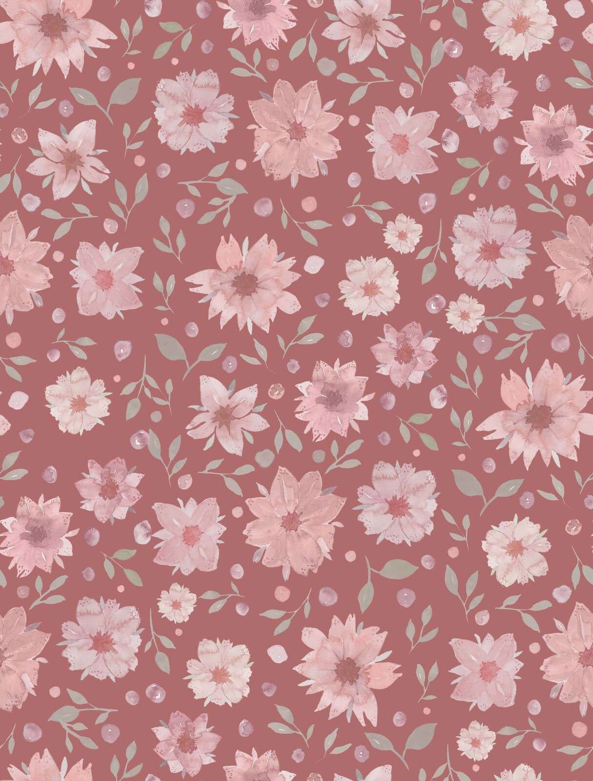 Zarte Aquarelblumen auf Altrosa