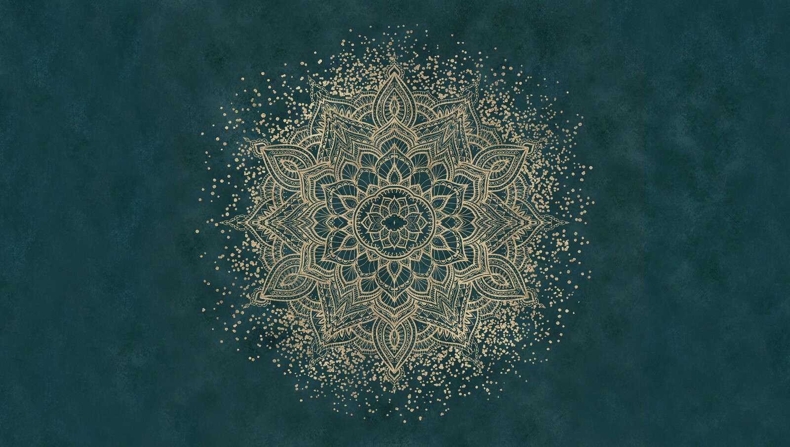 Goldene Mandala auf smaragdgrün