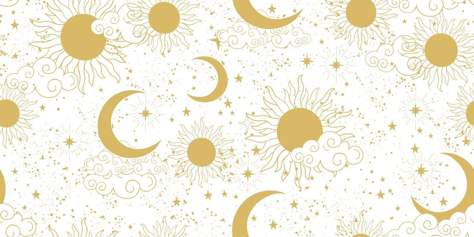 Sonne, Mond und Sterne in Gold
